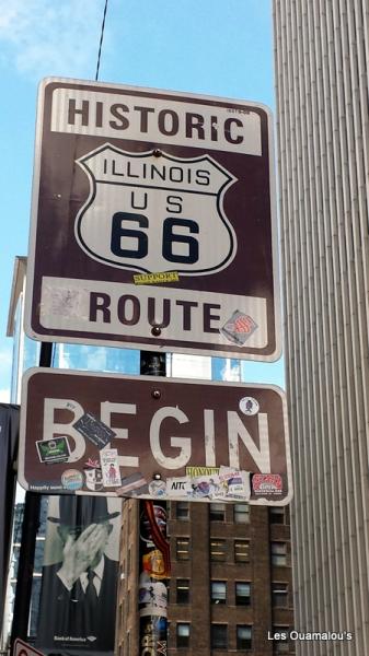 Début de la route 66 à Chicago