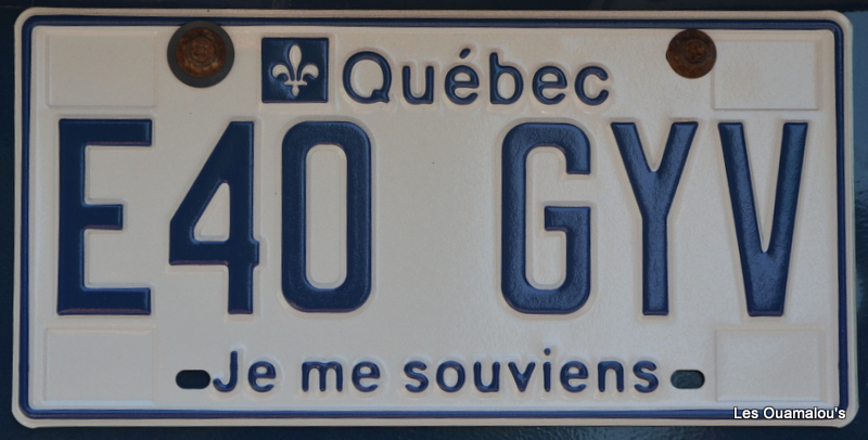 Notre plaque d'immatriculation au Quebec